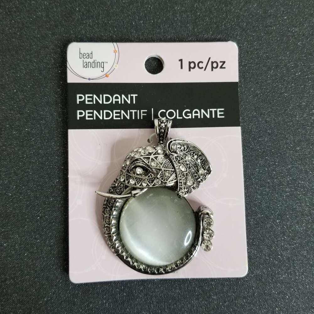 Bead Landing Antiqued Silver/Crystal Elephant Pendant